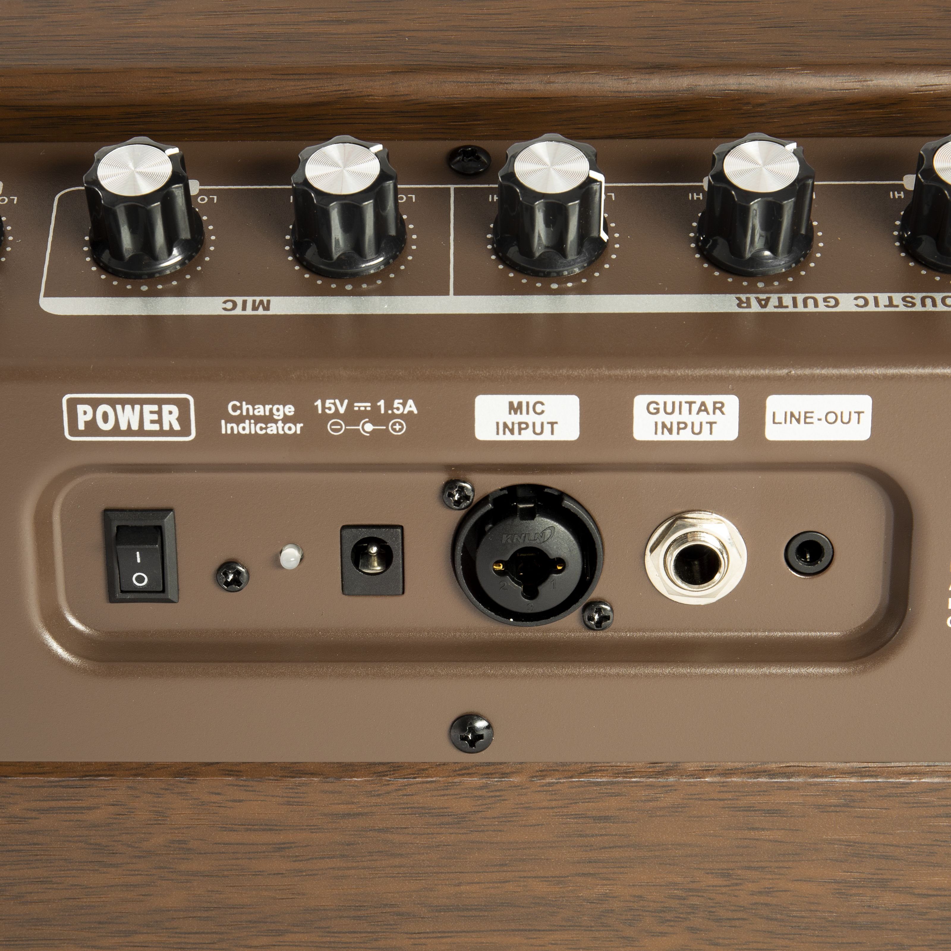 FAME Verstärker (AG-26A Akustikgitarrenverstärker, integrierter Akku, 2 separat regelb)