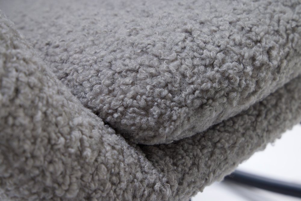 riess-ambiente Schaukelstuhl SCANDINAVIA SWING hellgrau / schwarz (Einzelartikel, 1 St), Wohnzimmer · Bouclé · Metall · Teddystoff · Schlafzimmer