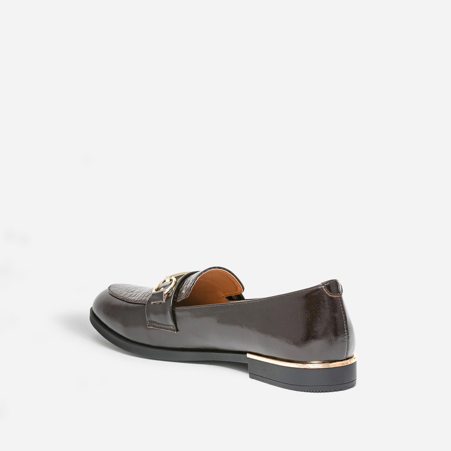 Mocassin marron verni embossé effet python