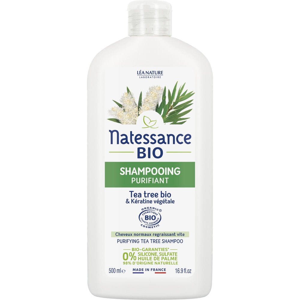 natessance Shampooing purifiant - Tea Tree Bio et Kératine végétale Shampooing