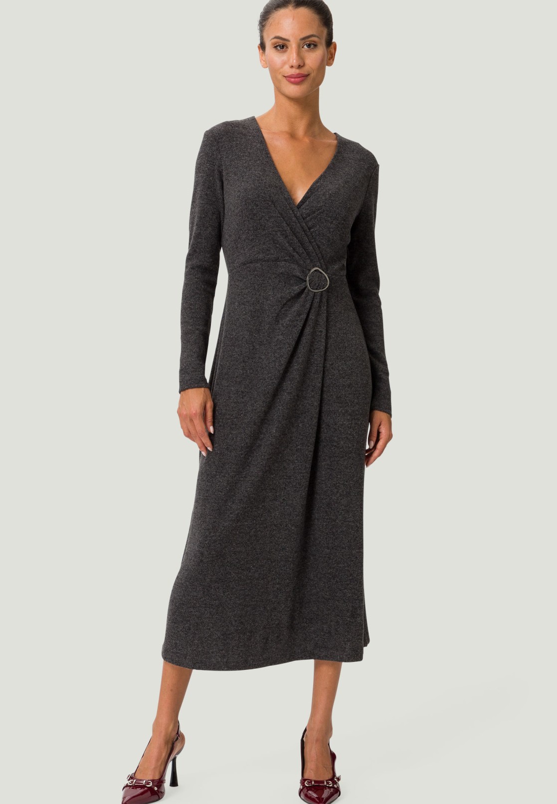 Midikleid mit Raffung und Schnalle