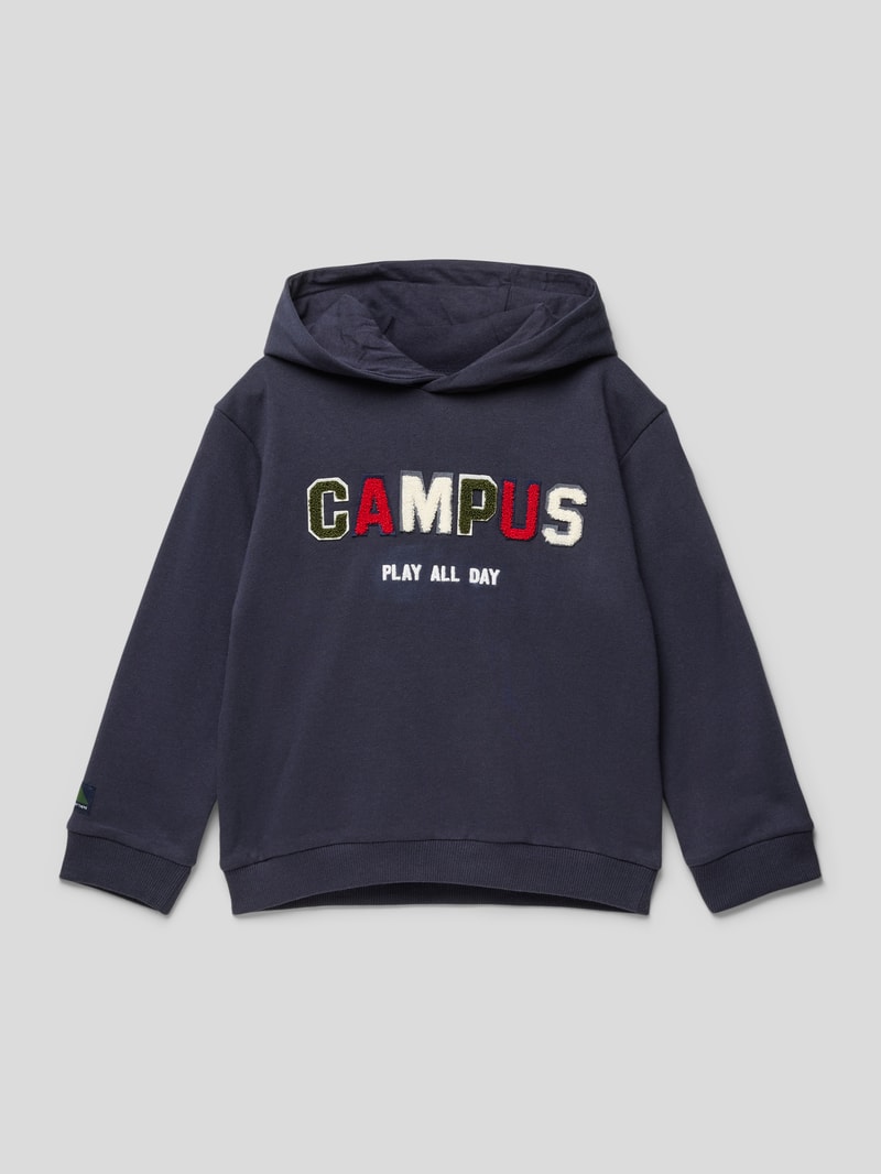 Hoodie mit Statement-Stitching in marineblau