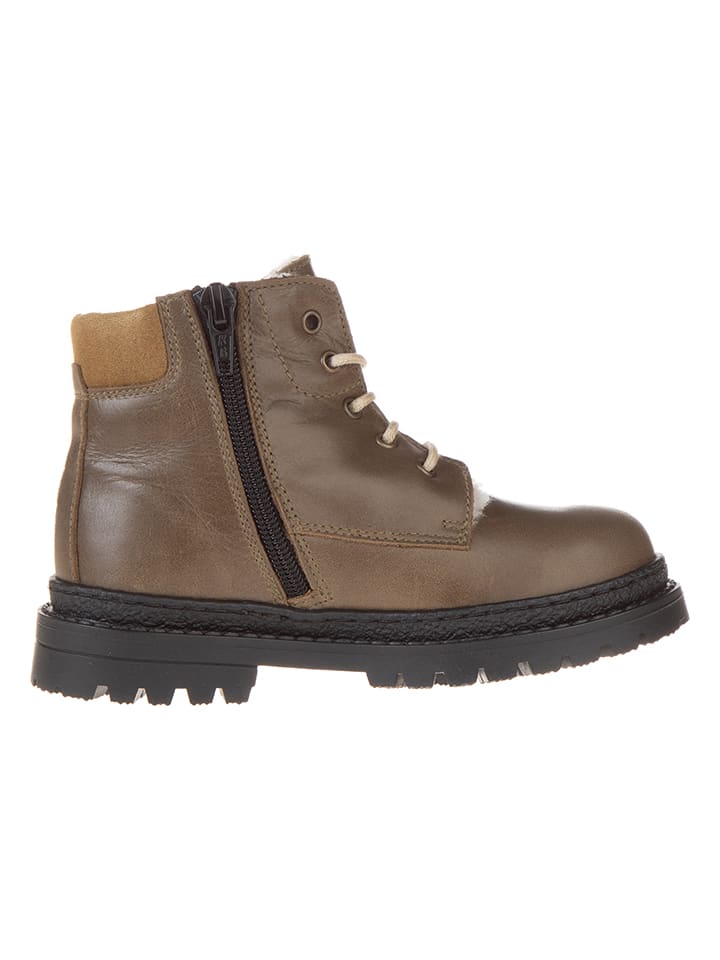 POM POM Leder-Winterboots in Khaki günstig kaufen