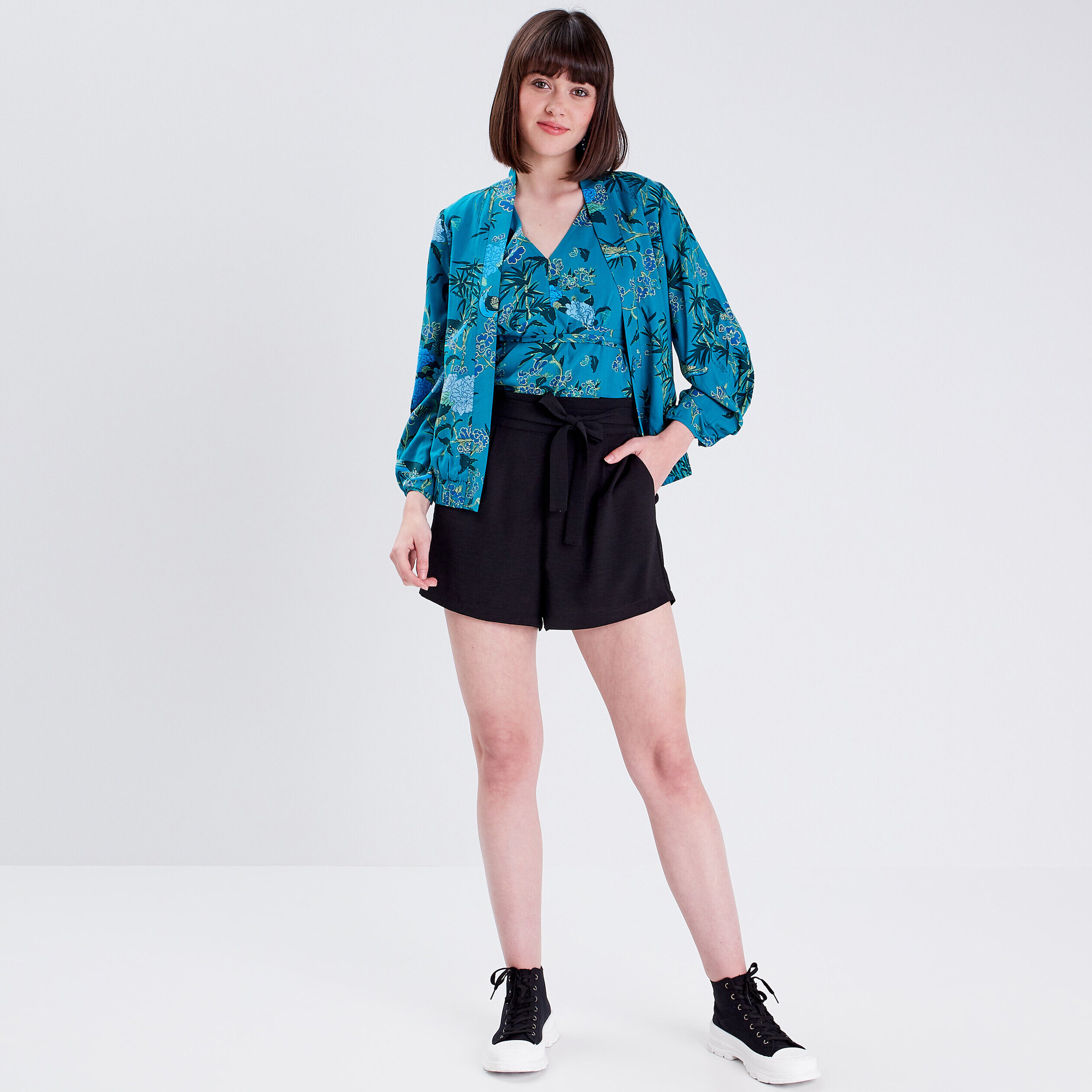 Veste droite manches 3/4 bleu femme | Cache Cache