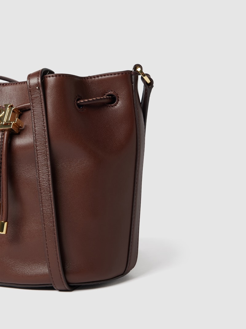 Bucket Bag mit Applikation Modell 'ANDIE 19-DRAWSTRING-MEDIUM' in dunkelbraun