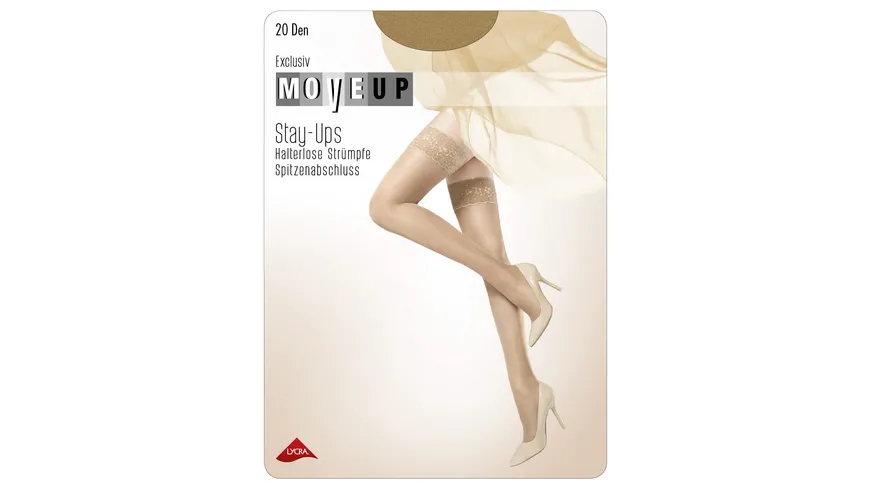 MOVE UP Damen Halterlose Strümpfe Look 20 DEN creme