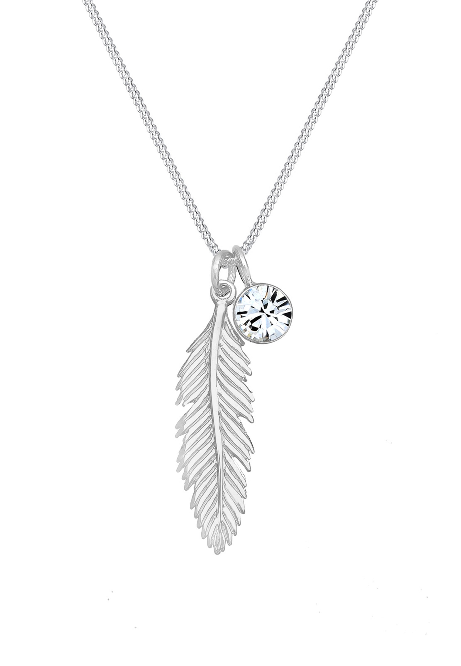 Elli Halskette Feder Boho Kristall 925 Sterling Silber