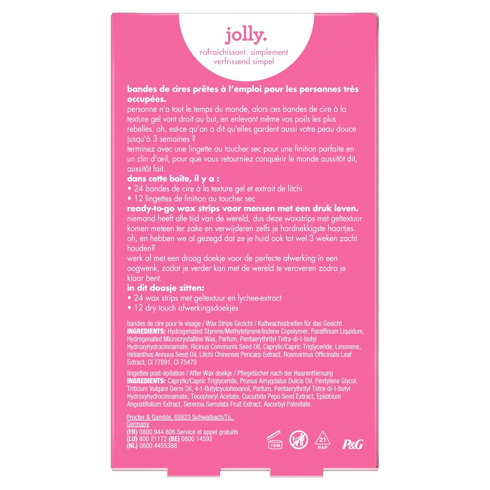 jolly Jolly Bandes De Cire Visage x24 Cire d'Epilation