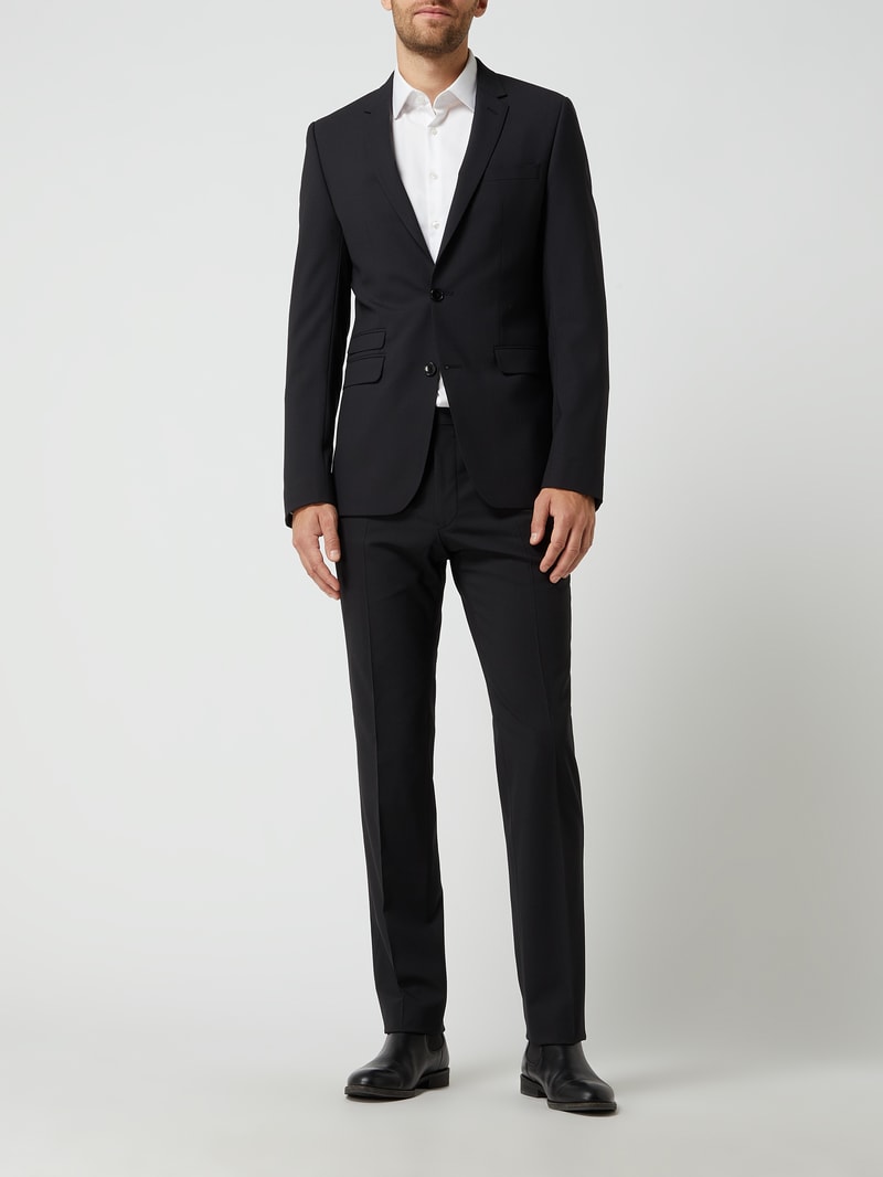Extra Slim Fit 2-Knopf-Sakko mit Schurwoll-Anteil in schwarz
