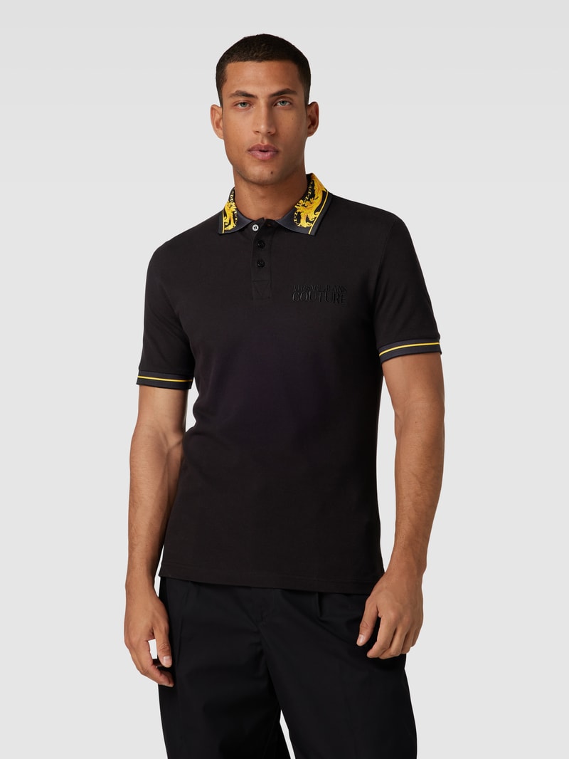 Poloshirt mit Kontraststreifen in schwarz