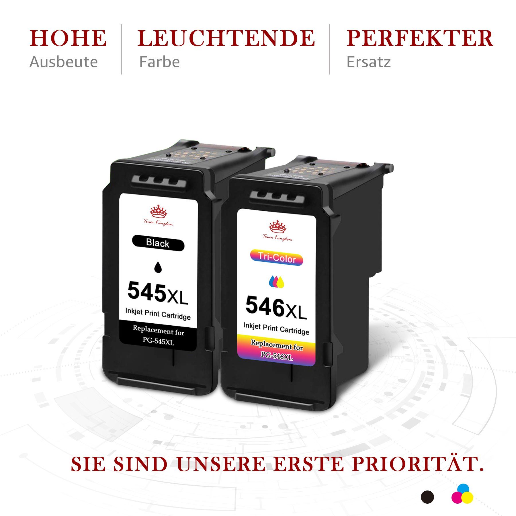 Toner Kingdom für CANON PG-545XL CL-546XL 545 546 canon druckerpatrone Tintenpatrone (PIXMA MG2450 MG2550 MG2550S MG2950 MG3050, TS205 TS305 iP2850 MX495 TS3150)