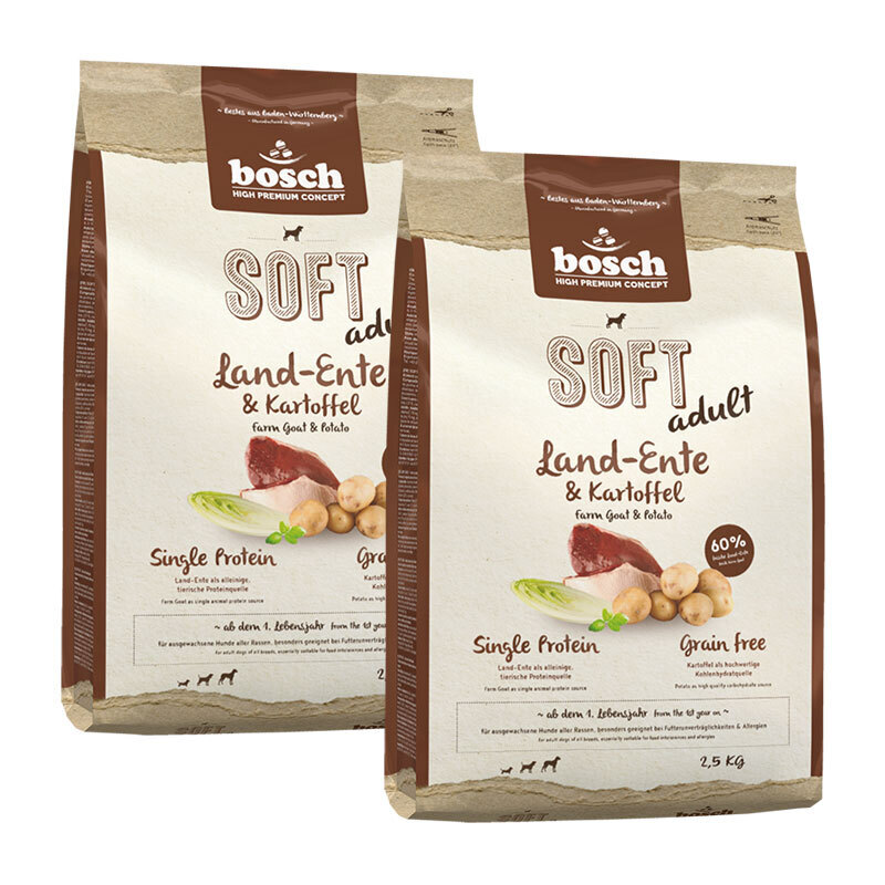 bosch Hundetrockenfutter bosch Soft Land-Ente & Kartoffel 2x2,5 kg