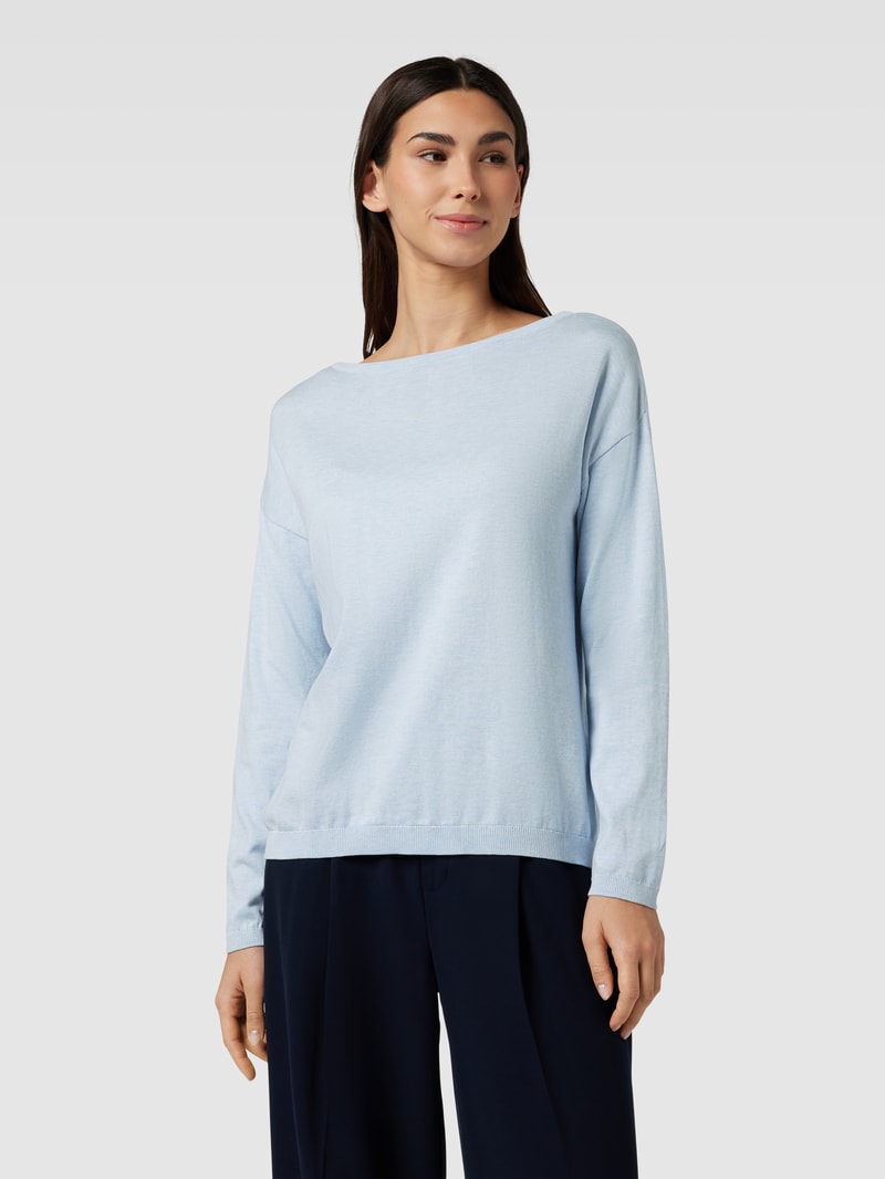 Strickpullover mit U-Boot-Ausschnitt Modell 'BERGA' in hellblau