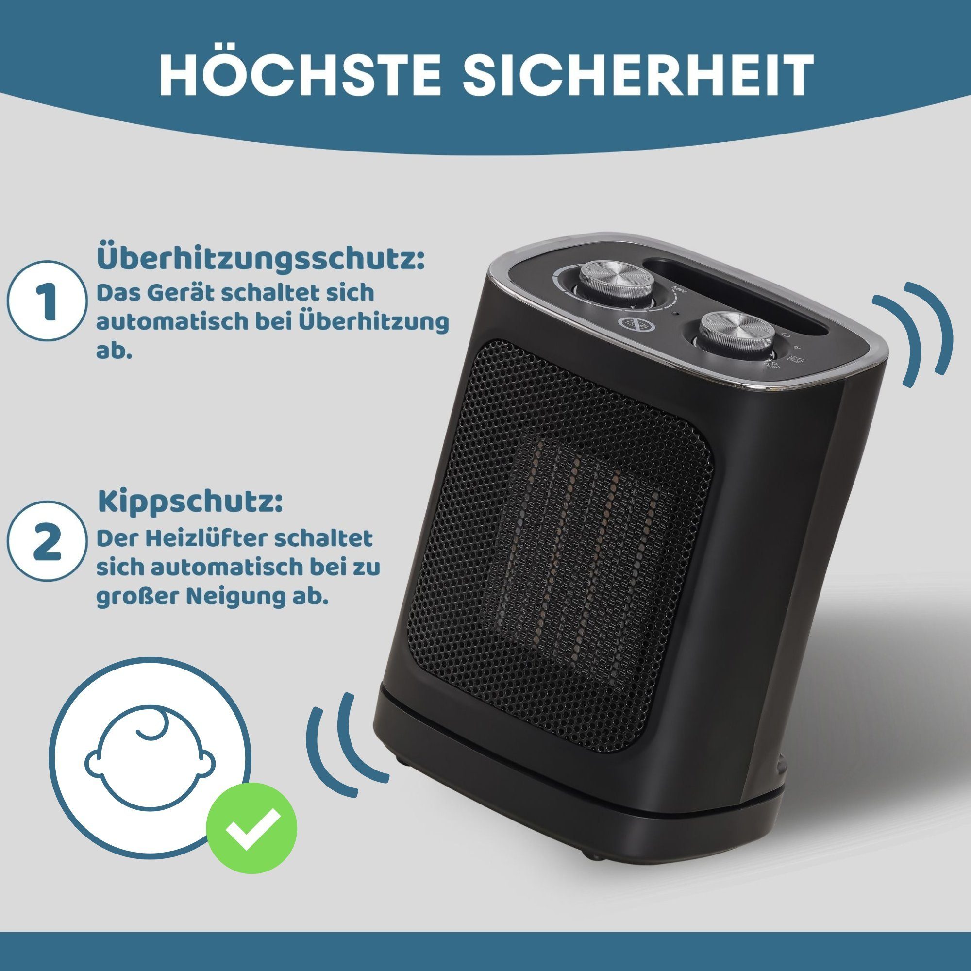 Stahlmann Heizgerät STAHLMANN Keramik Heizlüfter ZH006, 1800 W, Thermostat, Elektrisches Heizgerät, Heizstrahler Innenraum, Heater