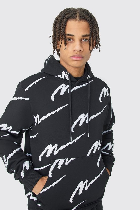 Man Signature Hoodie mit Print