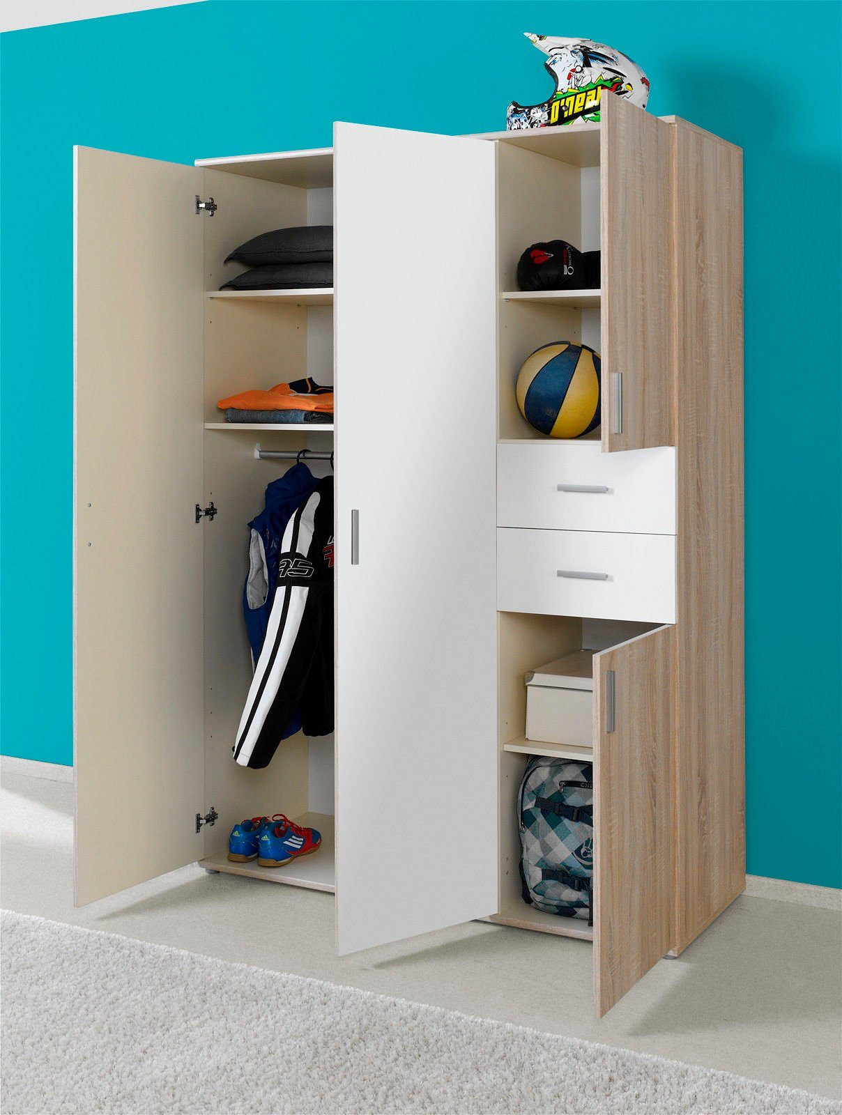 BMG Möbel Kinderkleiderschrank Maxim Kleiderschrank, in 2 Breiten