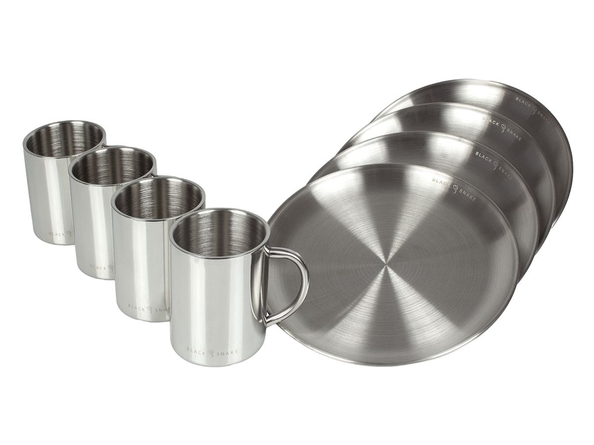 Black Snake 8-teilig Edelstahl Campinggeschirr Set