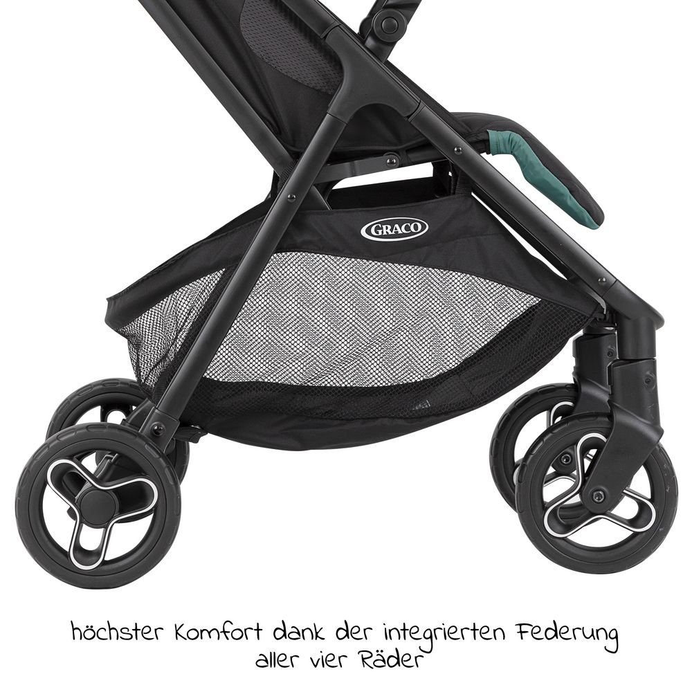 Graco Kinder-Buggy Myavo - Mint, Sportwagen mit Liegefunktion, Regenschutz nur 5,8 kg bis 22 kg faltbar