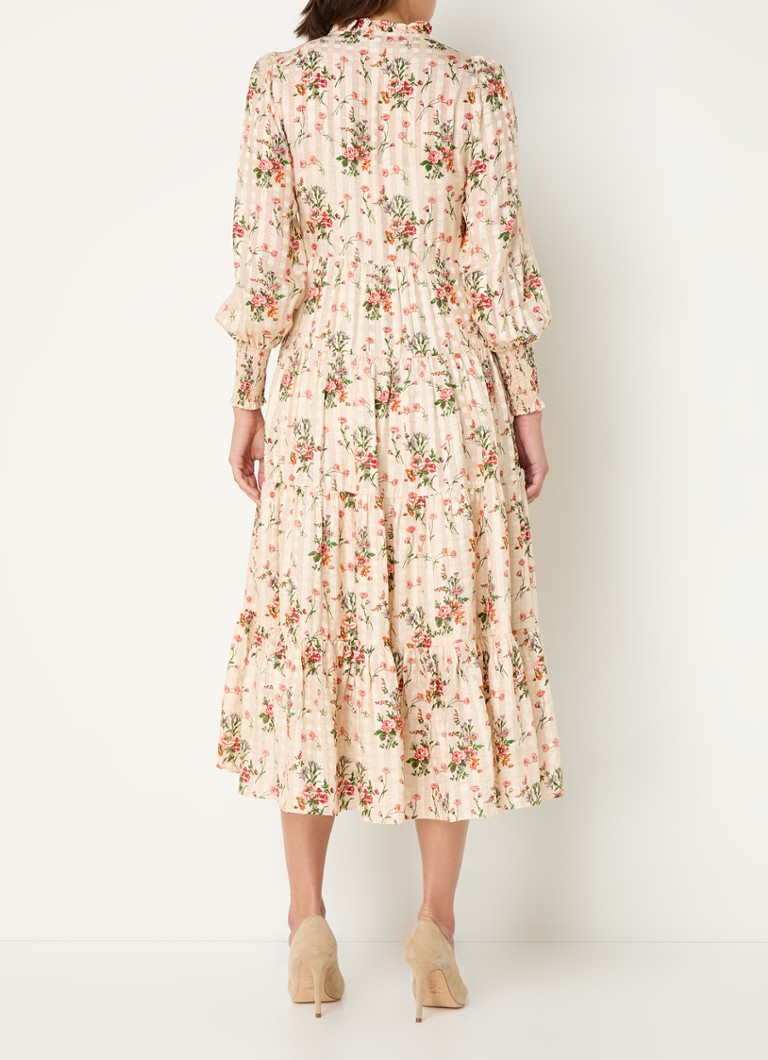 Vestido midi Flora de LKBennett en mezcla de seda con estampado floral.