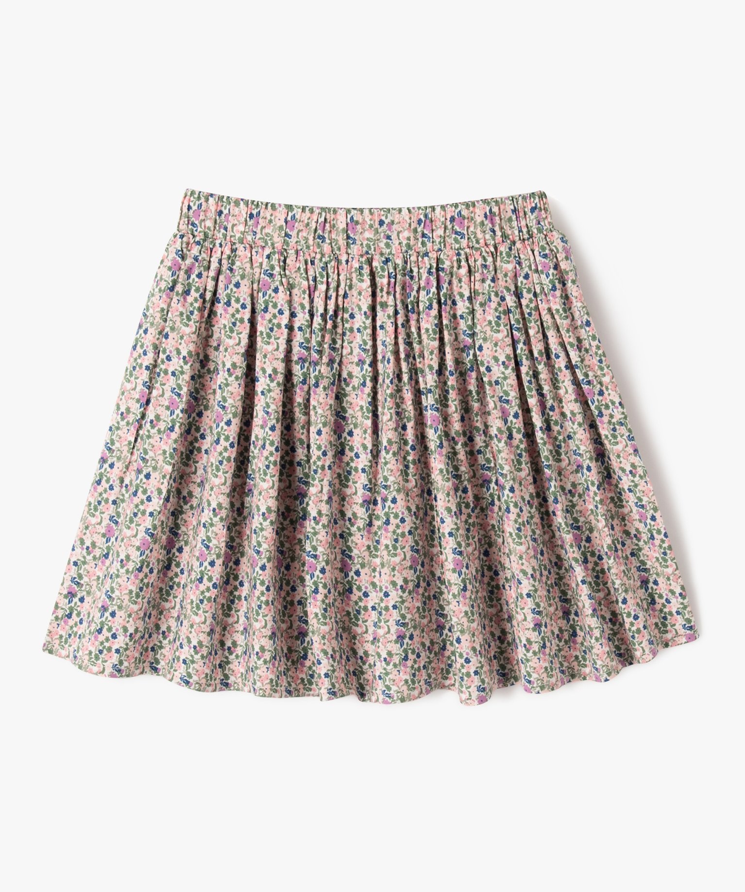 Jupe à fleurs avec taille élastique fille kaki | GEMO