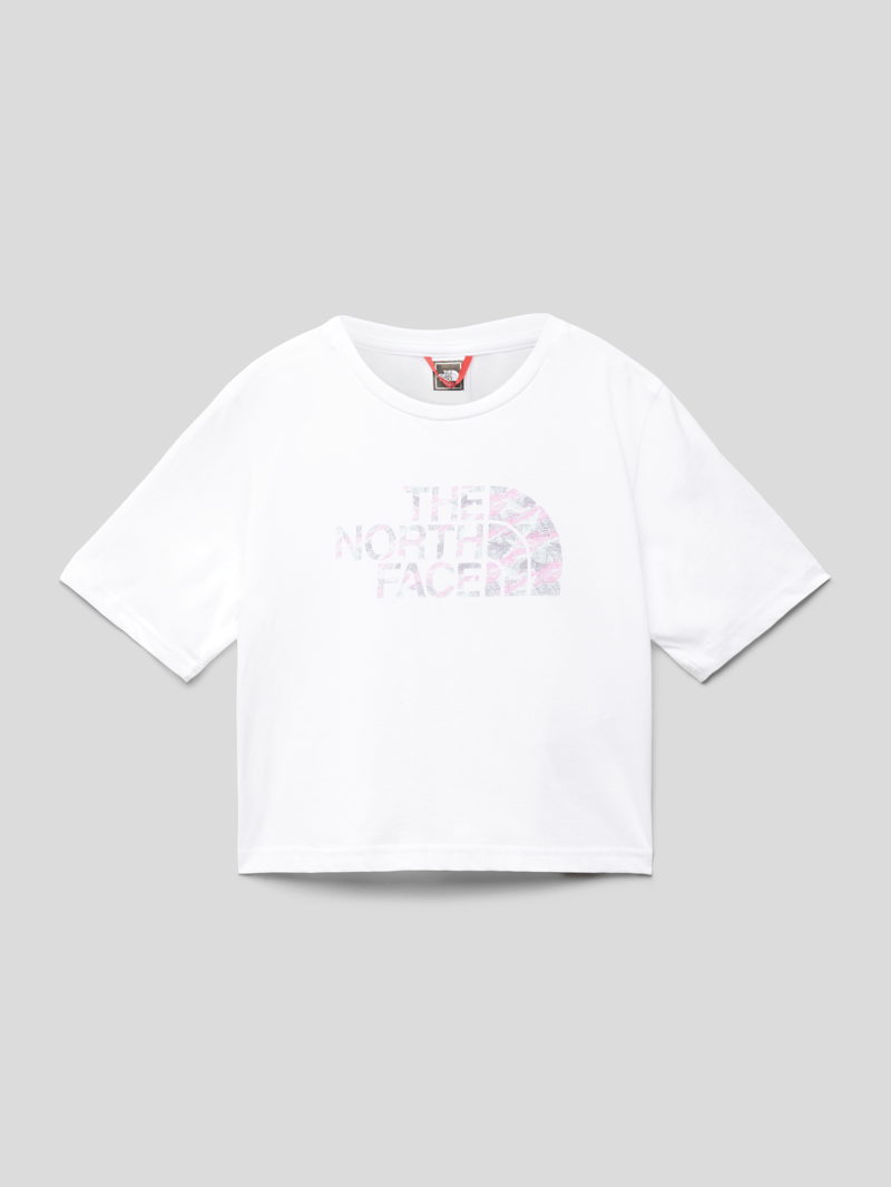 T-Shirt mit Label-Print in weiß