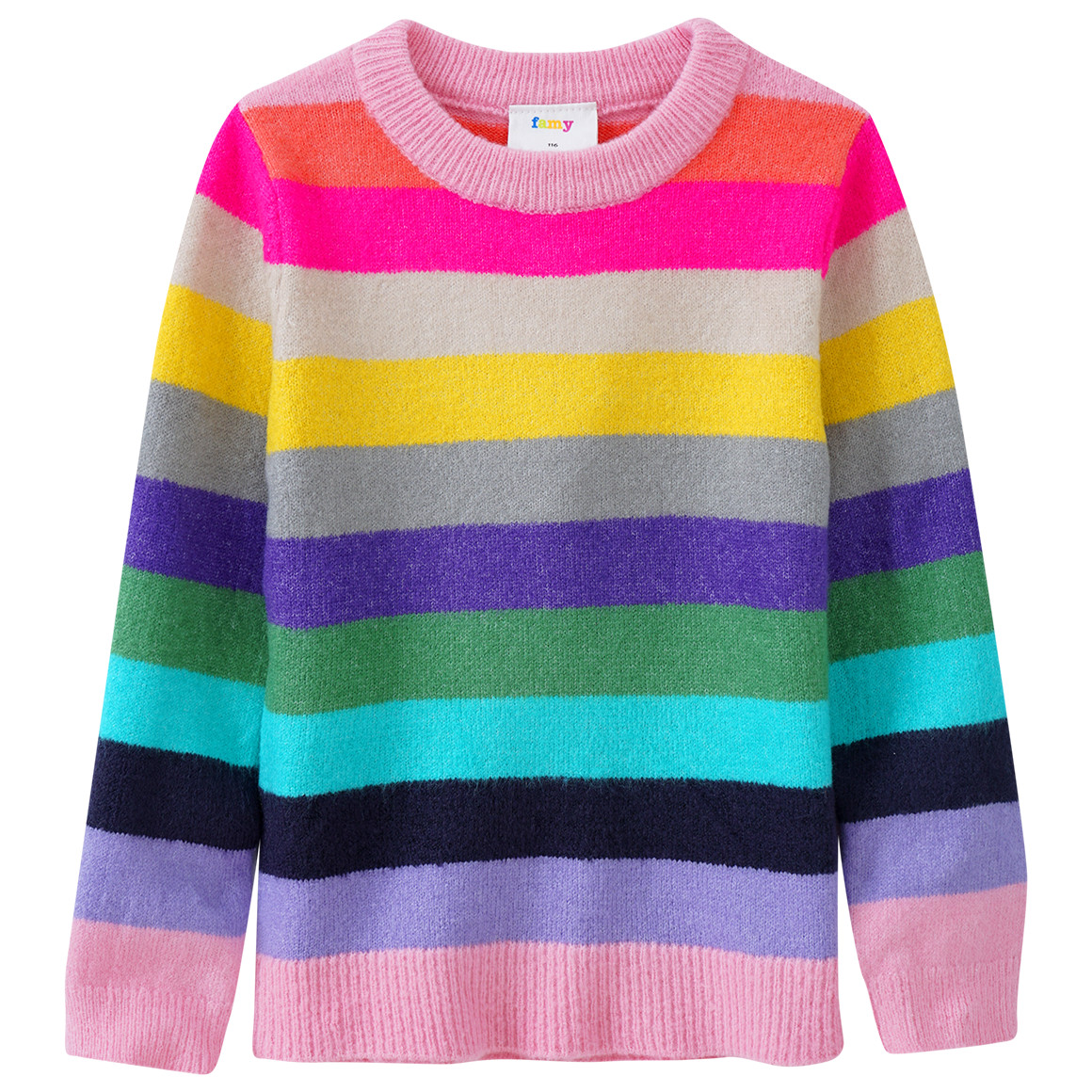 Mädchen Strickpullover im bunten Ringel-Look