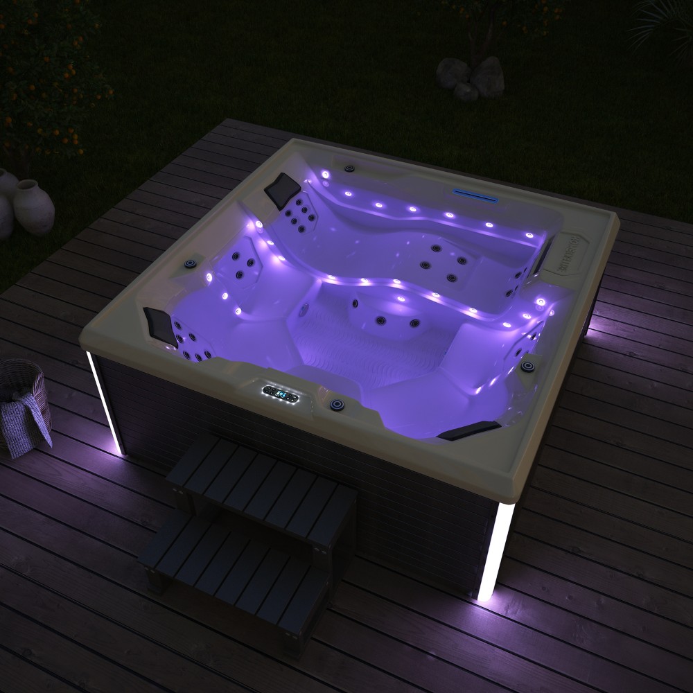 Home Deluxe Outdoor Whirlpool STREAM BIG inkl. Treppe und Thermoabdeckung