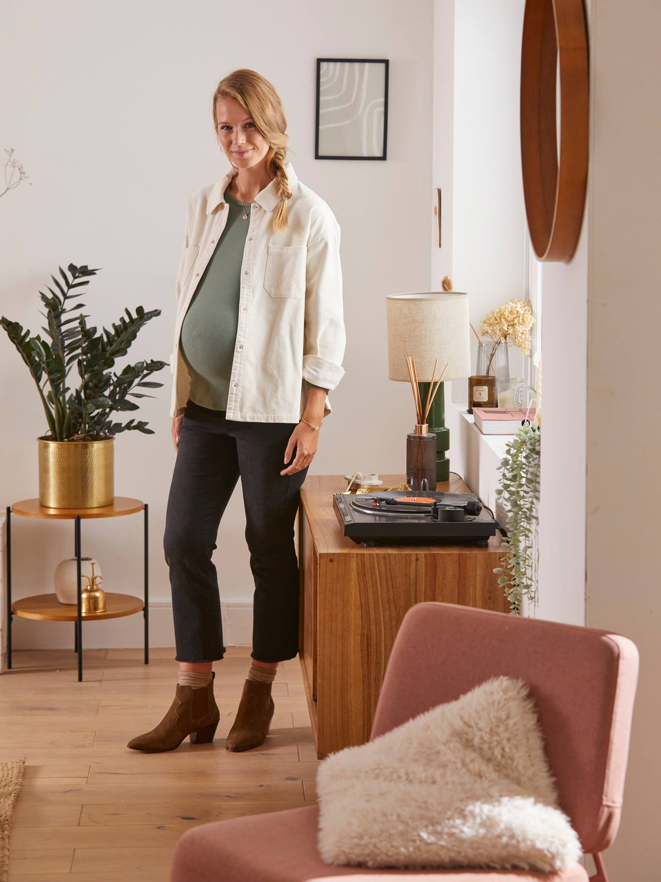 Vertbaudet Flare-Jeans für die Schwangerschaft, Schrittlänge 65 cm - anthrazit