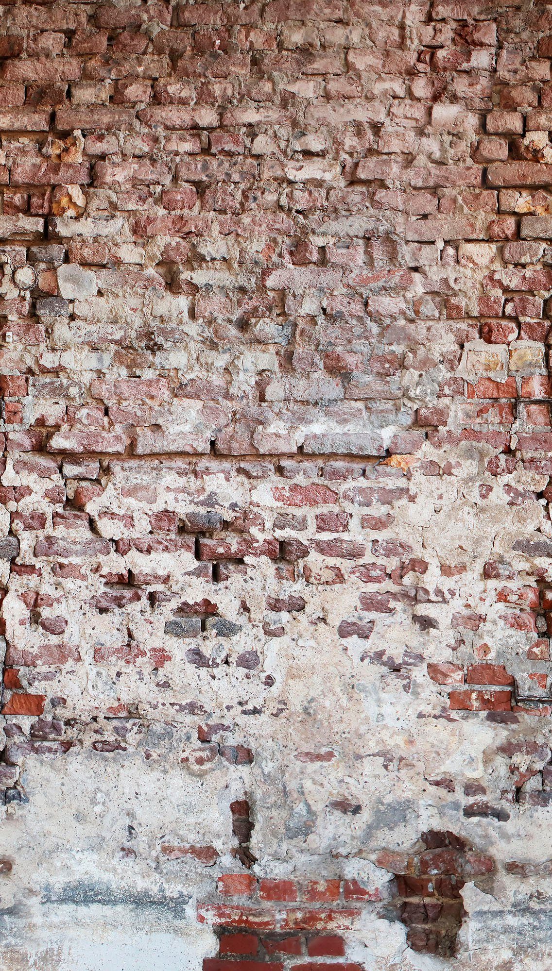 living walls Fototapete The Wall, glatt, Motiv, Steinoptik, urban, Fototapete Vintage Tapete Steinoptik Rot Grau Weiß