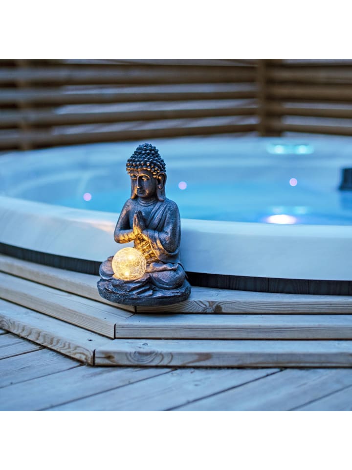 STAR Trading Solar Dekorationsleuchte Buddha in Silber günstig kaufen onesize