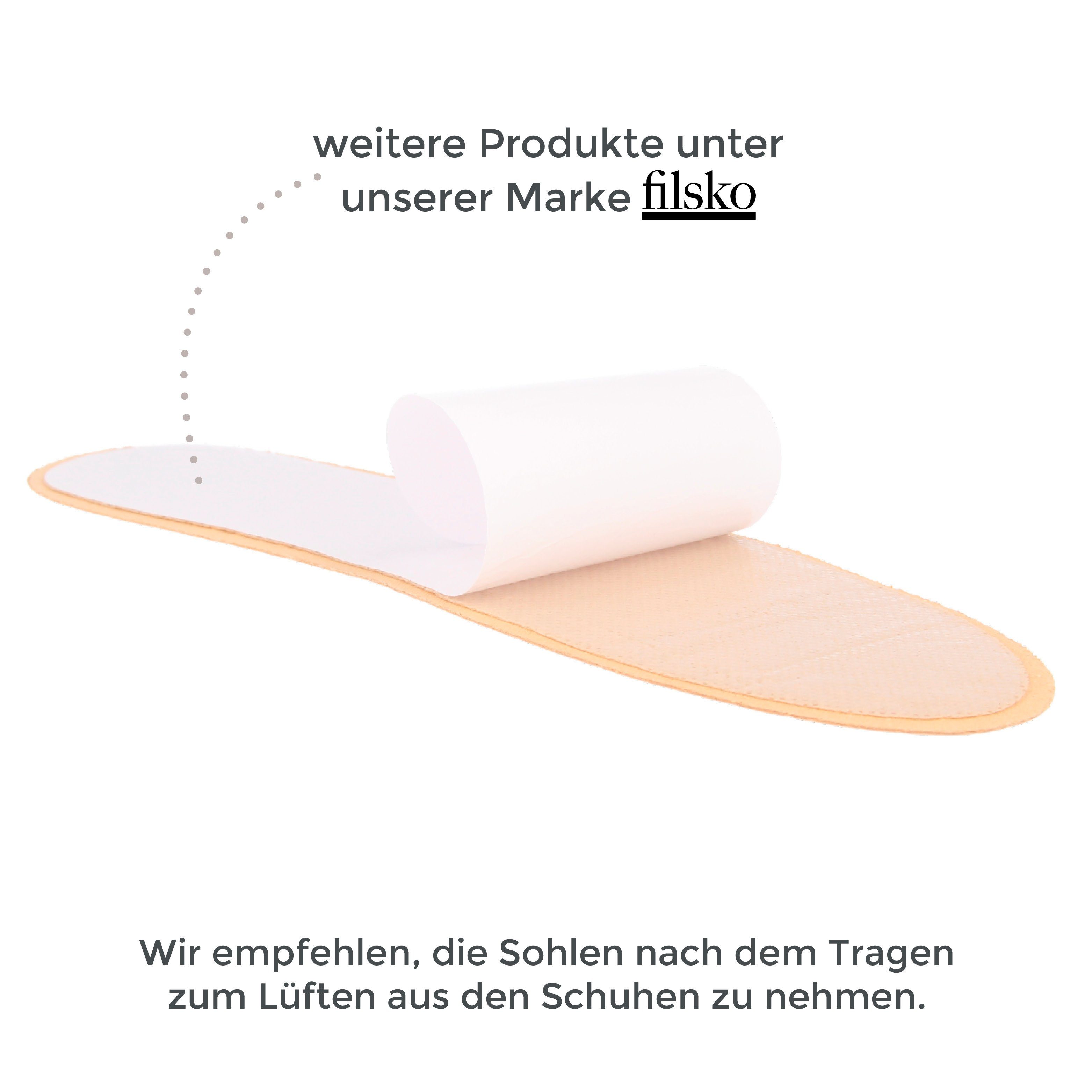 filsko Einlegesohlen Leder Latex Kork Kokos Einlegesohlen Bequem (1-tlg)