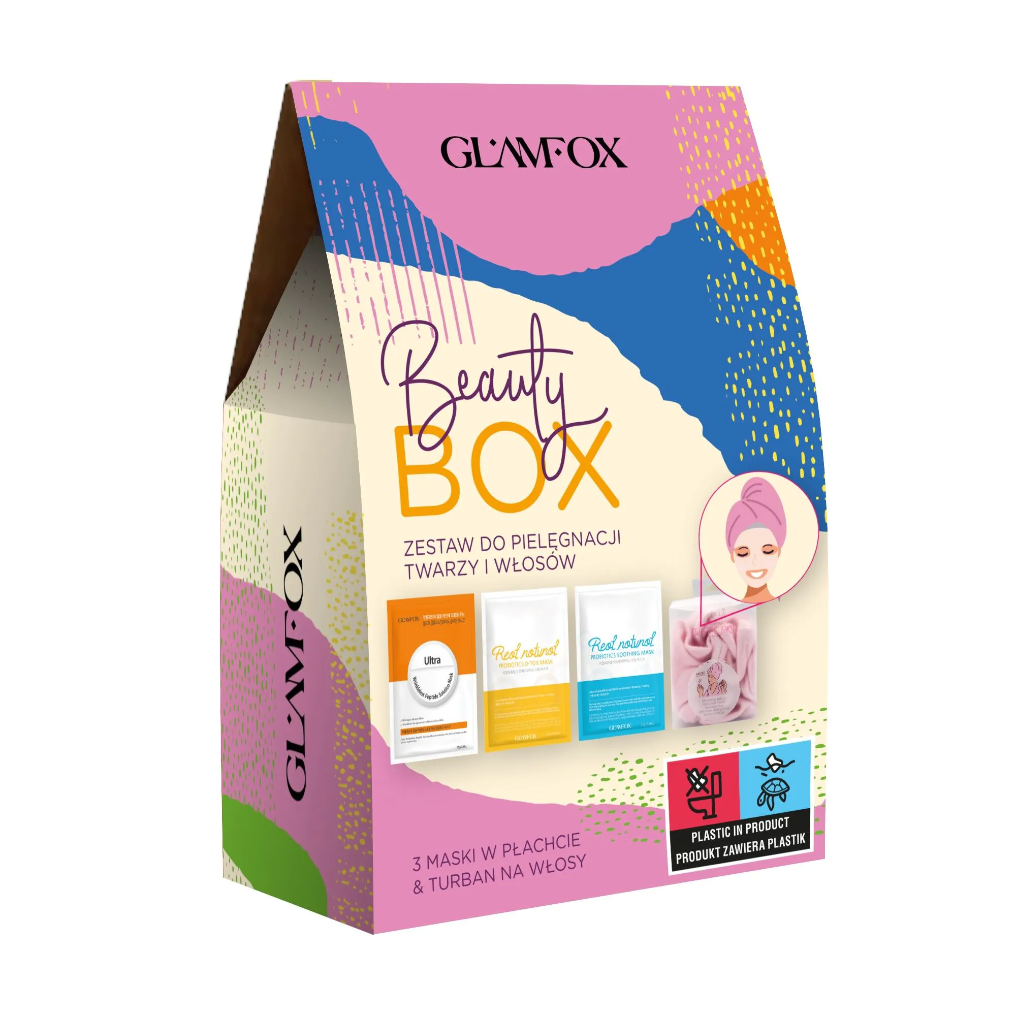 Glamfox set turbana za kosu + 3 maske za lice