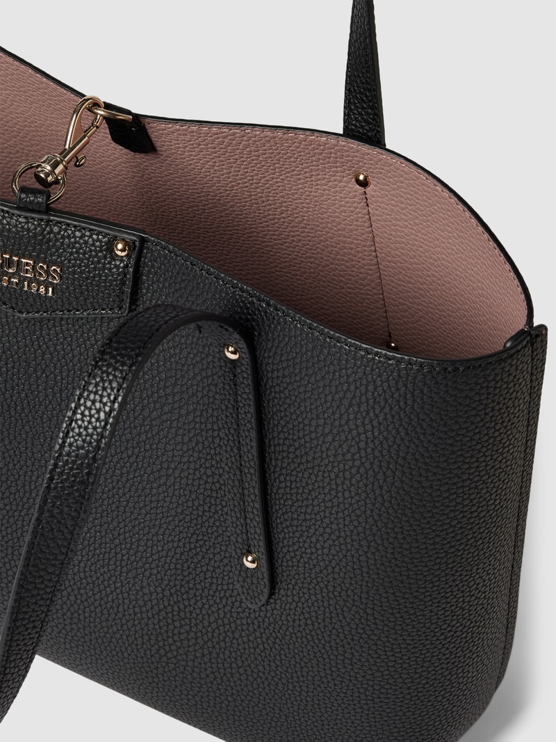 Tote Bag mit Label-Details Modell 'BRENDON' in schwarz