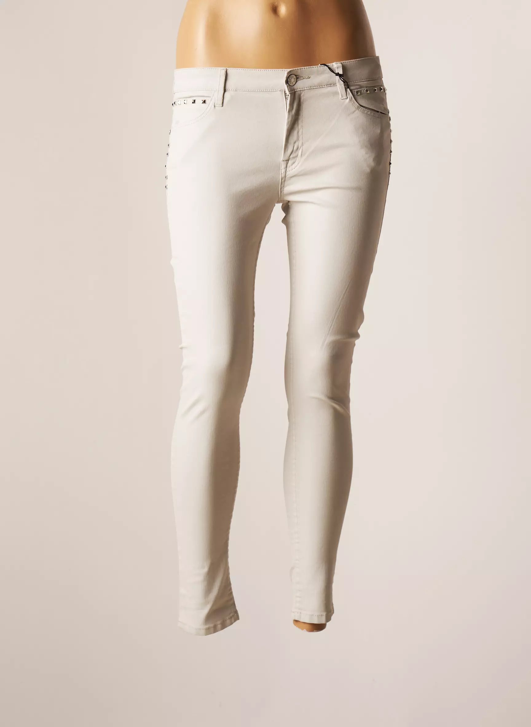 Mango Pantalons Slim Femme couleur gris