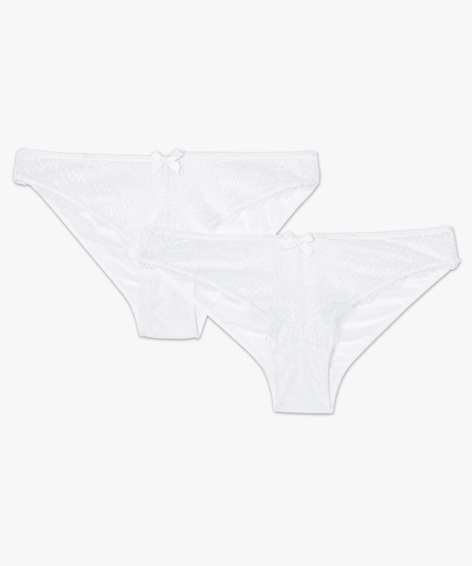 Culotte en dentelle et tulle femme (lot de 2) blanc | GEMO