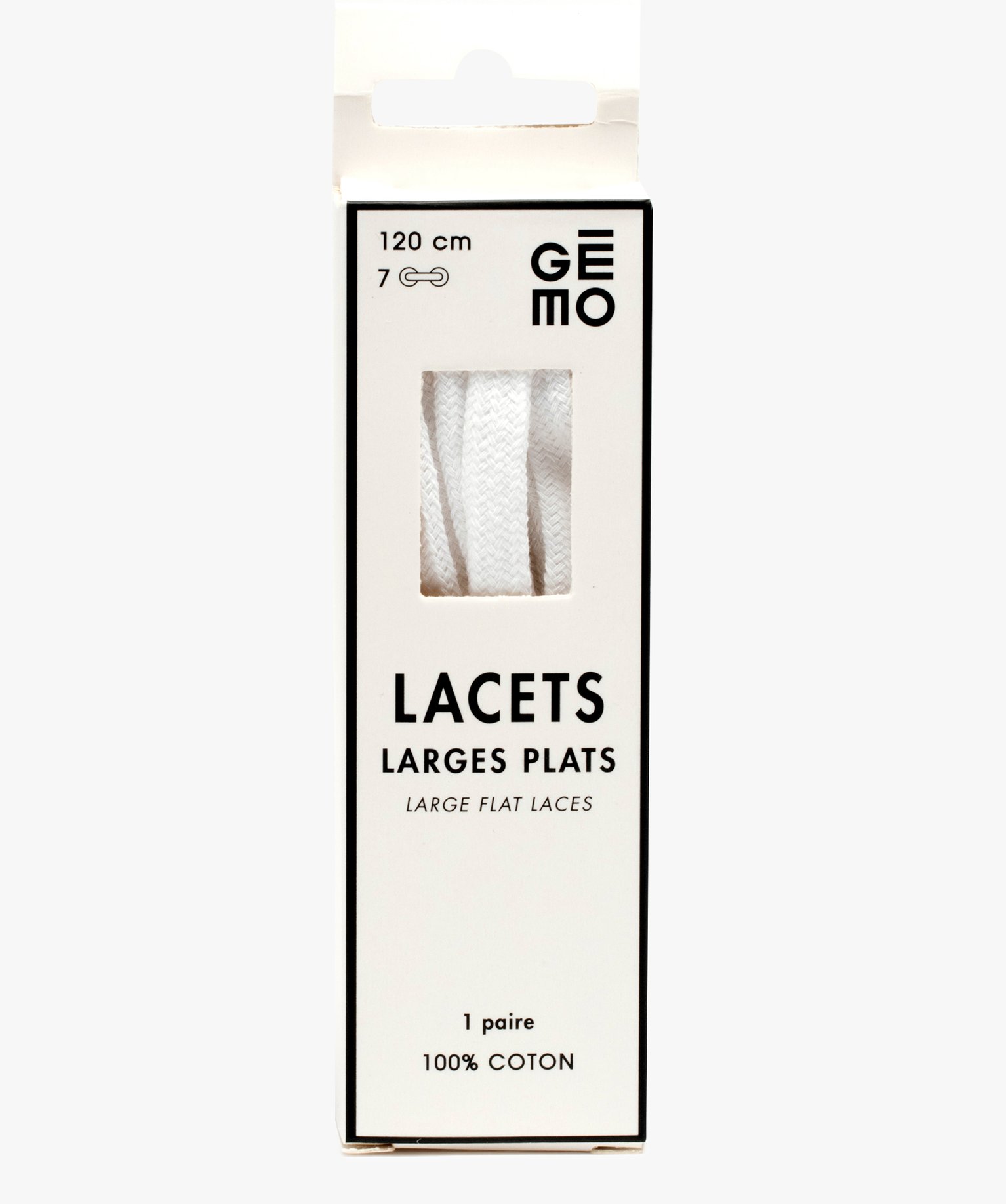 Lacets plats larges 120 cm blanc | GEMO