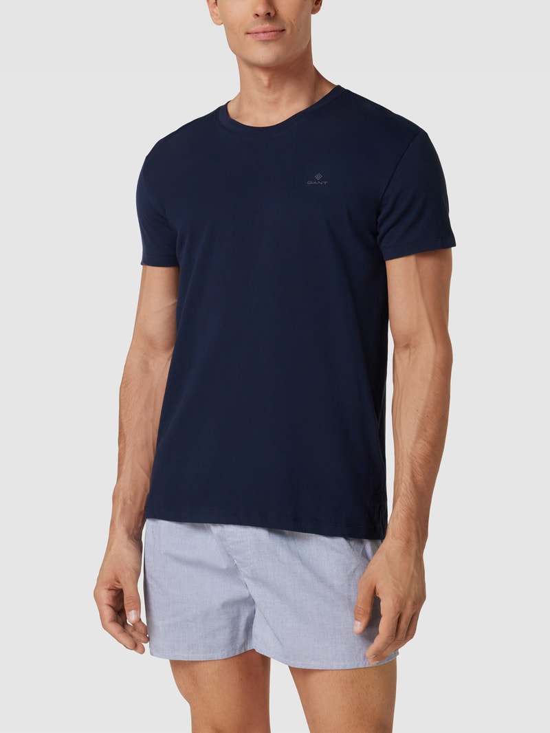T-Shirt mit Logo-Print im 2er-Pack in dunkelblau