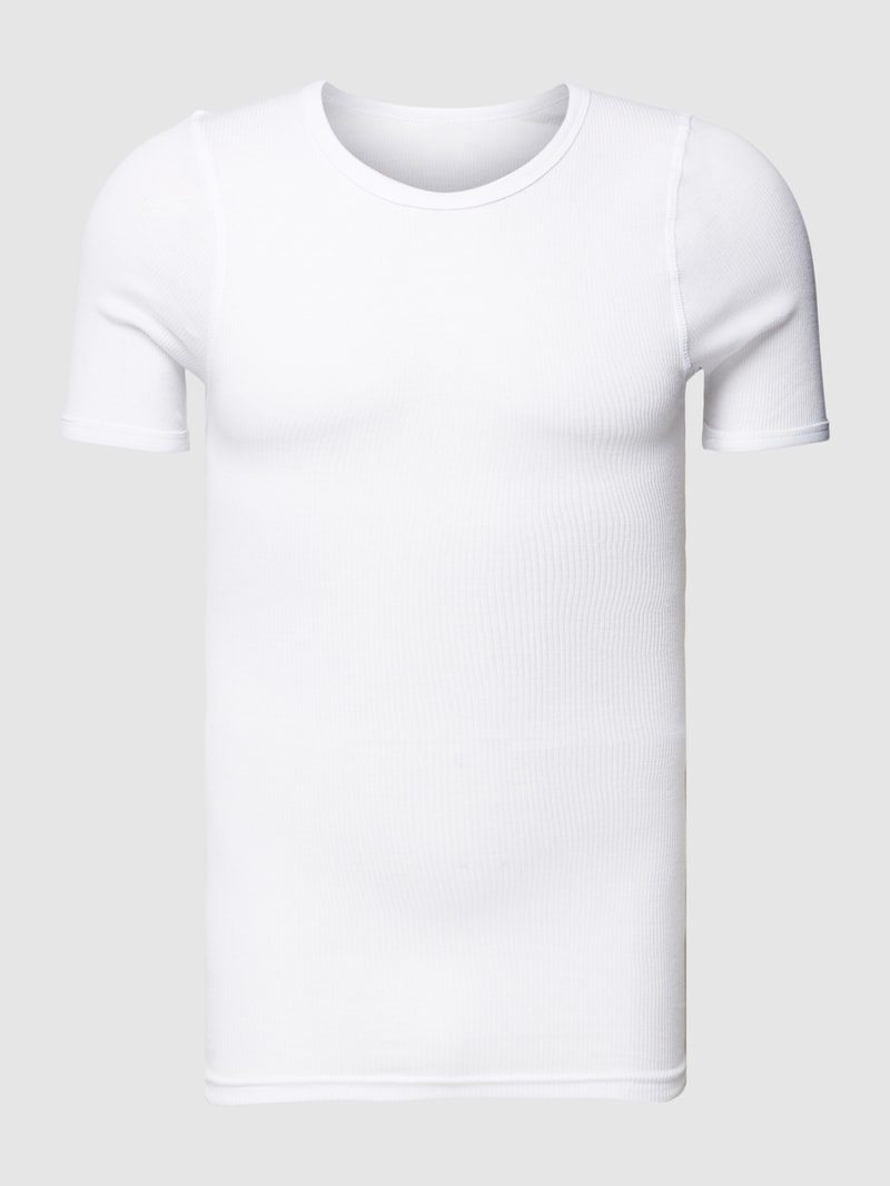 T-Shirt in Ripp-Optik in weiß