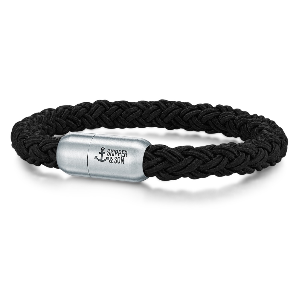 Skipper & Son Bracelet en acier inoxydable Nylon en Noir Bracelet