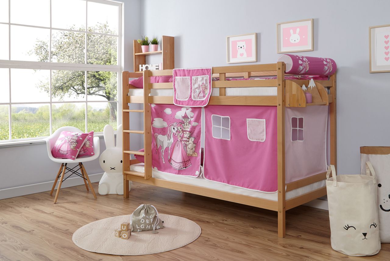 Ticaa Etagenbett Rene Buche Horse-Pink,A1