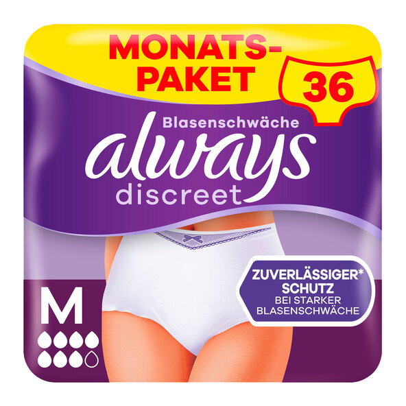 Inkontinenz Höschen Plus, Monatspaket, Größe M (4 x 9 Packungen = 36 Stück)