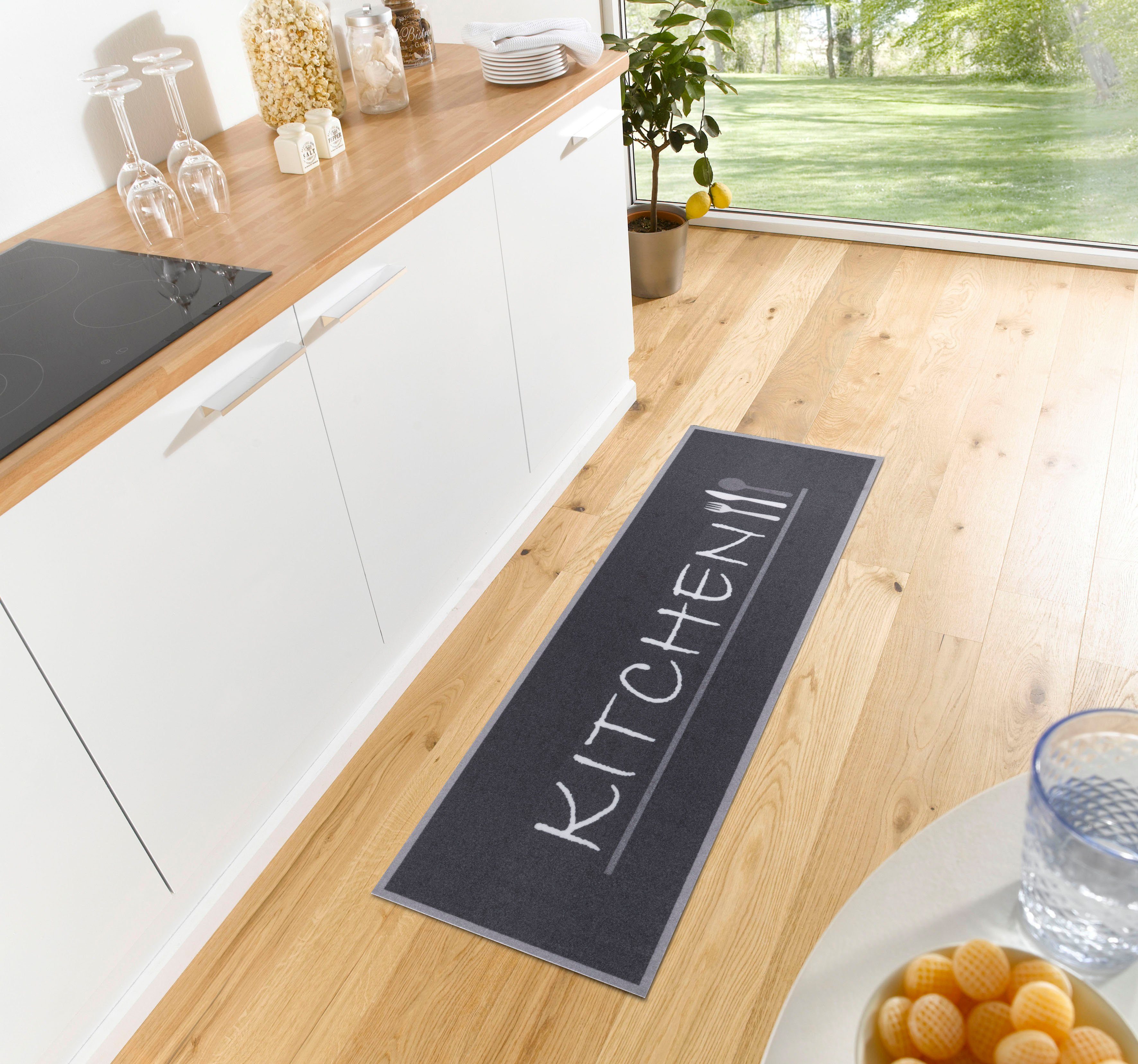 Küchenläufer Kitchen Cutlery, HANSE Home, rechteckig, Höhe: 3 mm, Läufer, Rutschfest, Küchenteppich, Küche, Teppich, Pflegeleicht