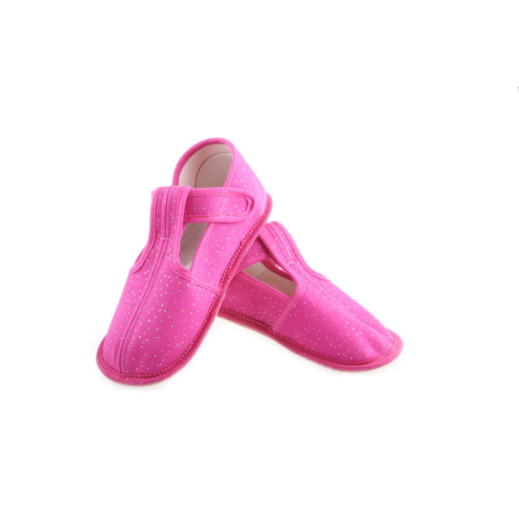 Beda rosa mit Glitzer schmalere Canvas Hausschuhe (BF-060010/W/02)