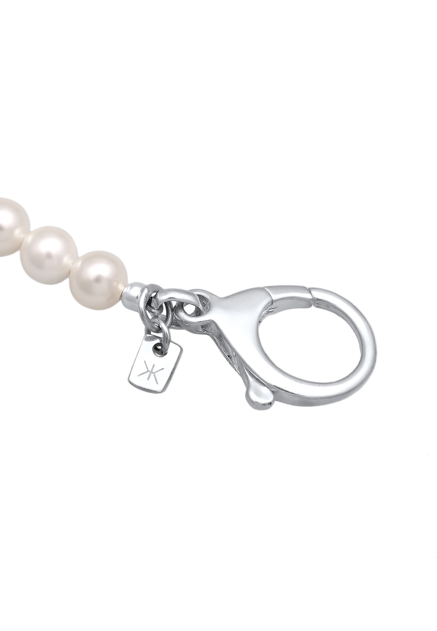 KUZZOI Bijuterii bărbătești Kuzzoi, accesorii, mărgele din miez de scoici, argint 925, alb, 38 cm