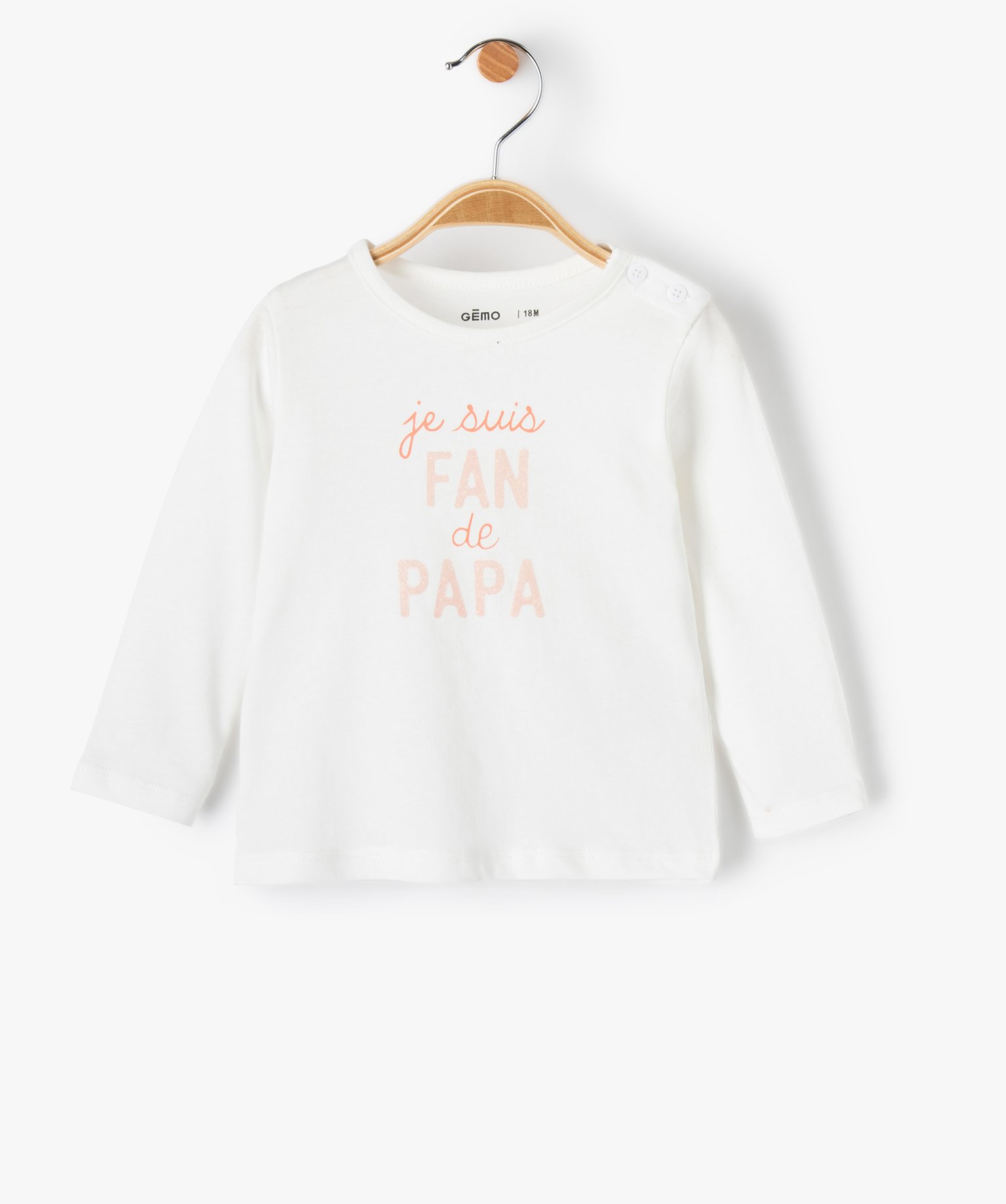Tee-shirt à manches longues message pailleté bébé fille ecru | GEMO