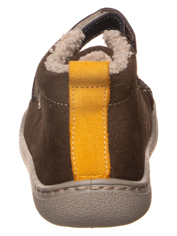 kmins Leder-Barfuß-Schnürschuh in Braun/ Gelb günstig kaufen
