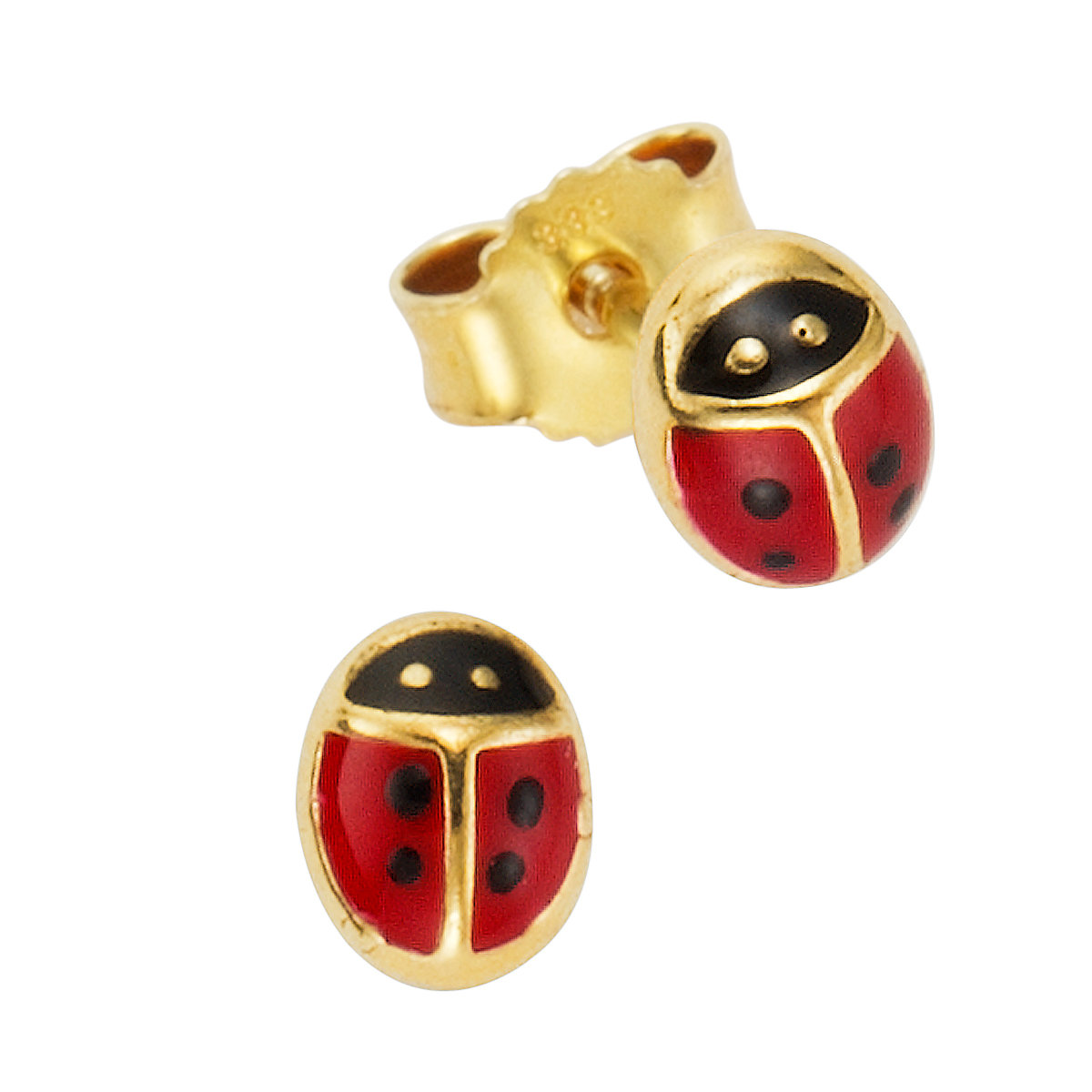 Ohrringe Gold 333 Motiv Marienkäfer Ohrstecker für Kinder