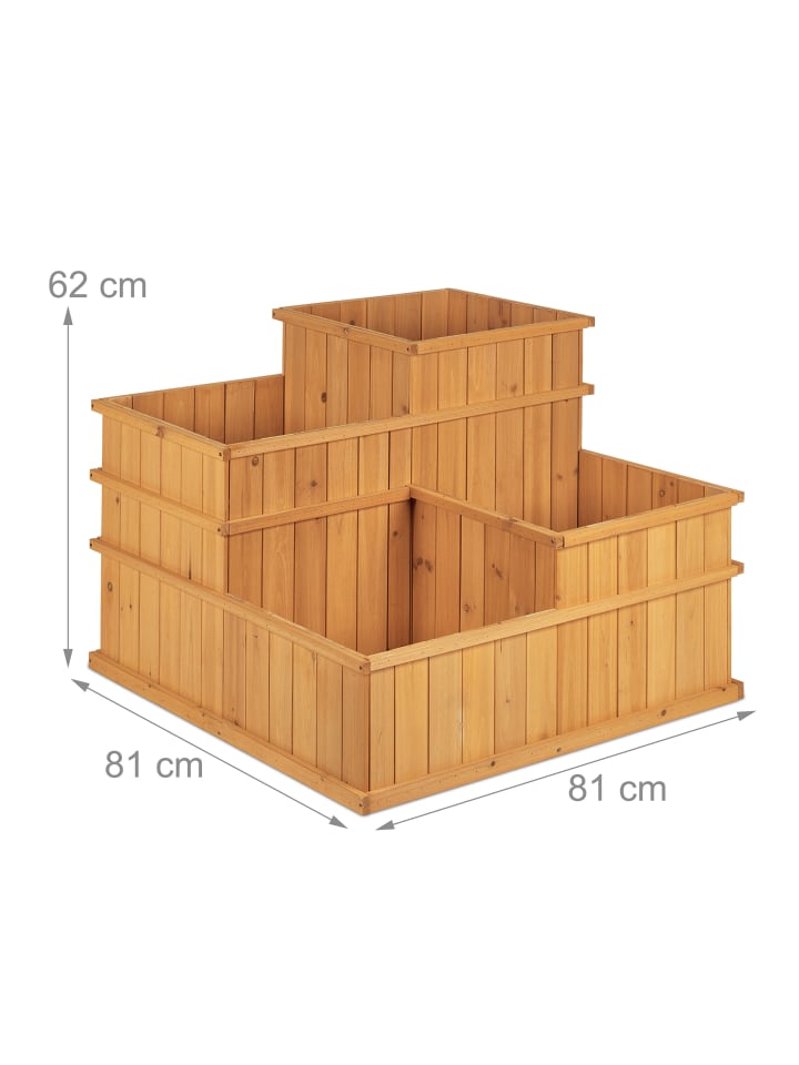 relaxdays Hochbeet in Natur - (B)81 x (H)61 x (T)81 cm günstig kaufen onesize