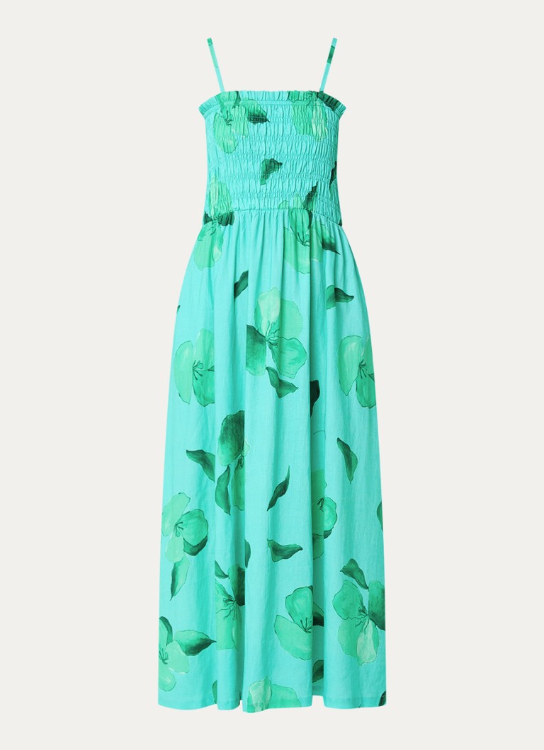 Seafolly Secret Garden midi dress in linen blend with floral print