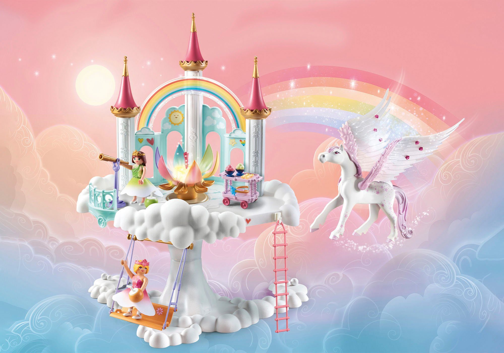 Playmobil® Konstruktions-Spielset Himmlisches Regenbogenschloss (71359), Princess Magic, (114 St)